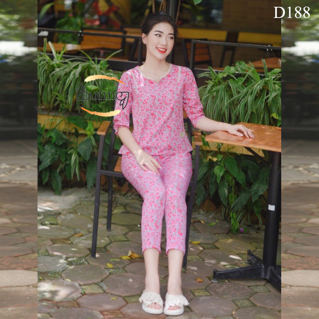[Bunny] Đồ bộ mặc nhà quần áo bộ nữ mặc nhà kiểu dáng dễ thương chất liệu lụa