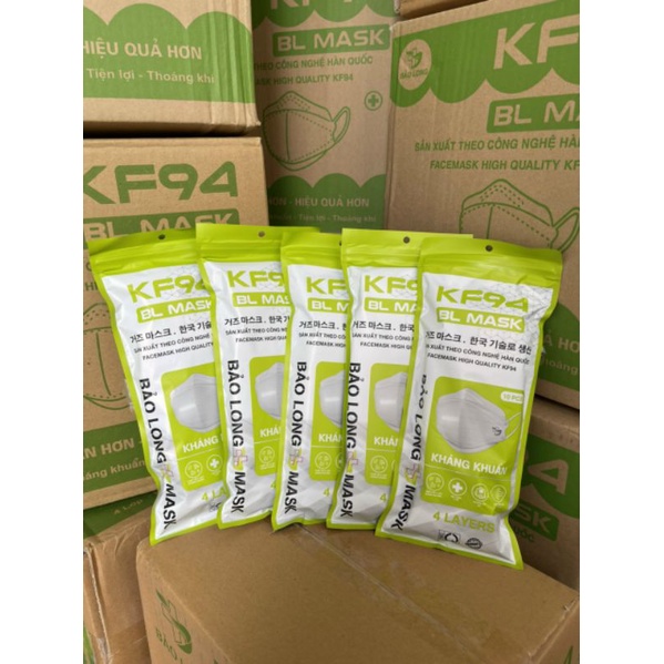 1 Túi 5 Chiếc Khẩu Trang KF94 Bảo Long Mẫu Mới, Khẩu Trang 4D