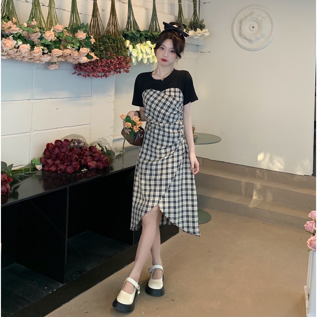 Đầm dài Perty họa tiết caro thời trang thanh lịch dành cho nữ