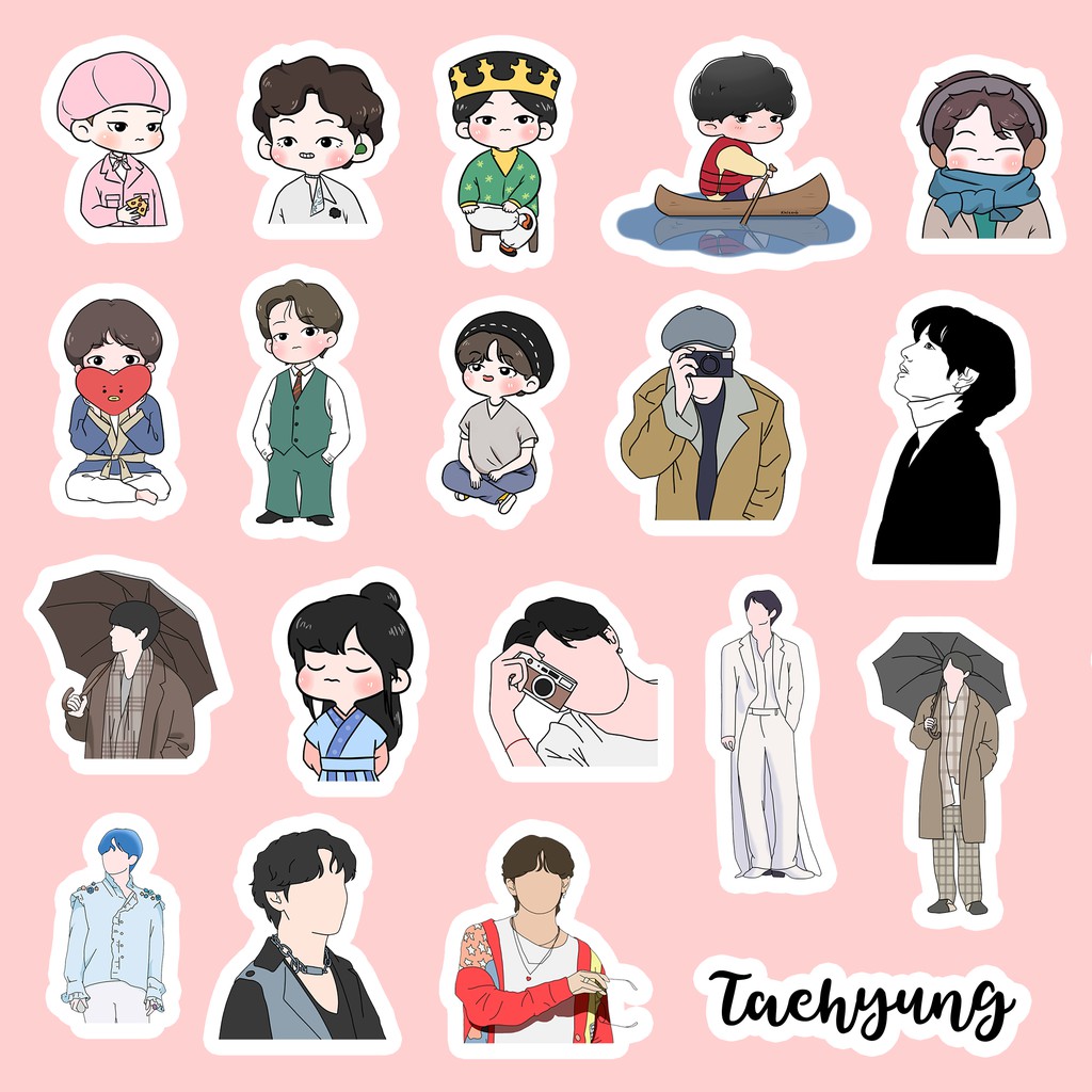 Sticker BTS V chibi trang trí sổ laptop điện thoại