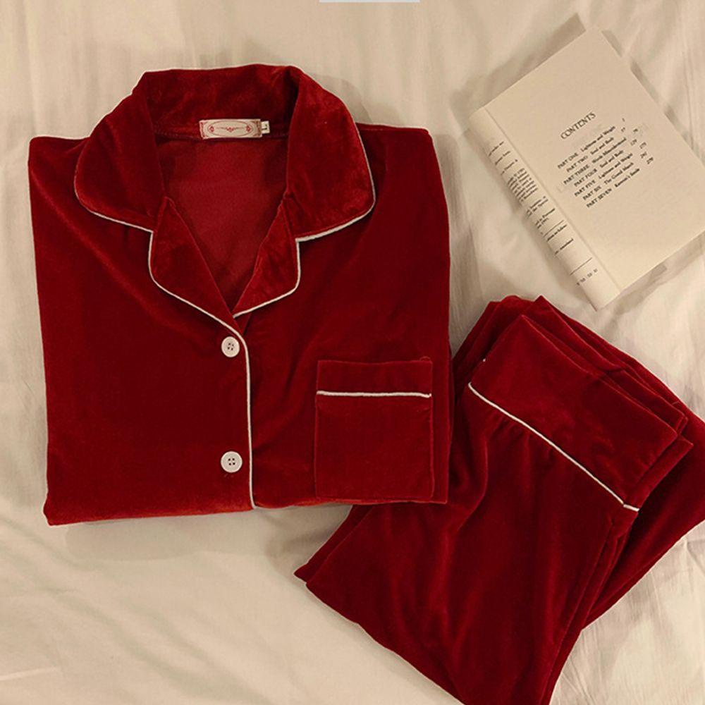 OCEANMAP Bộ Pijama Giữ Ấm Thiết Kế Đơn Giản Thời Trang Cho Cặp Đôi