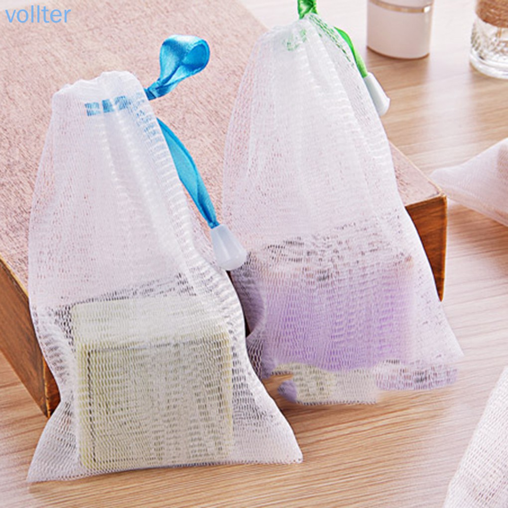 Set 10 Túi Lưới Tạo Bọt Rửa Mặt Màu Sắc Ngẫu Nhiên