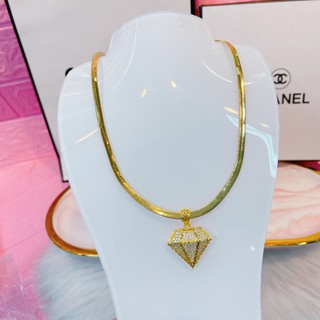 Dây chuyền ép mặt kim cương mạ vàng