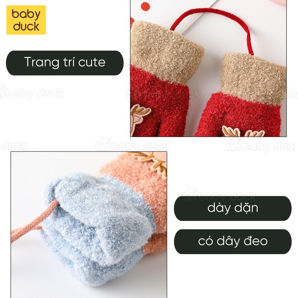 Găng tay len xù cực ấm hoạ tiết noel cho bé 2-5 tuổi, bao tay trẻ em