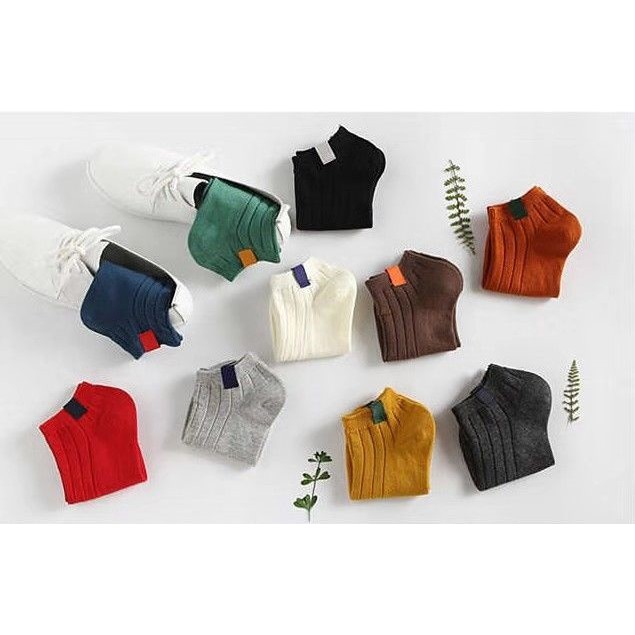 [RẺ VÔ ĐỊCH] Túi 10 đôi tất chân vintage cổ ngắn chất len gân đẹp nhiều màu Hàn Quốc