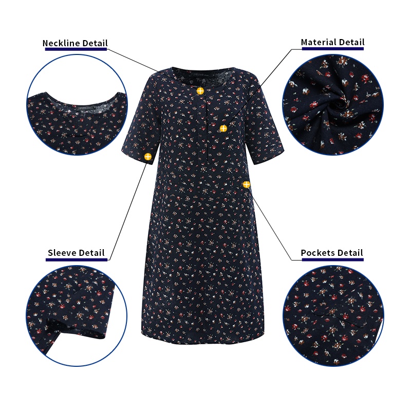 Váy midi Zanzea tay ngắn cổ chữ v in họa tiết hoa xinh xắn phong cách cổ điển thời trang cho nữ