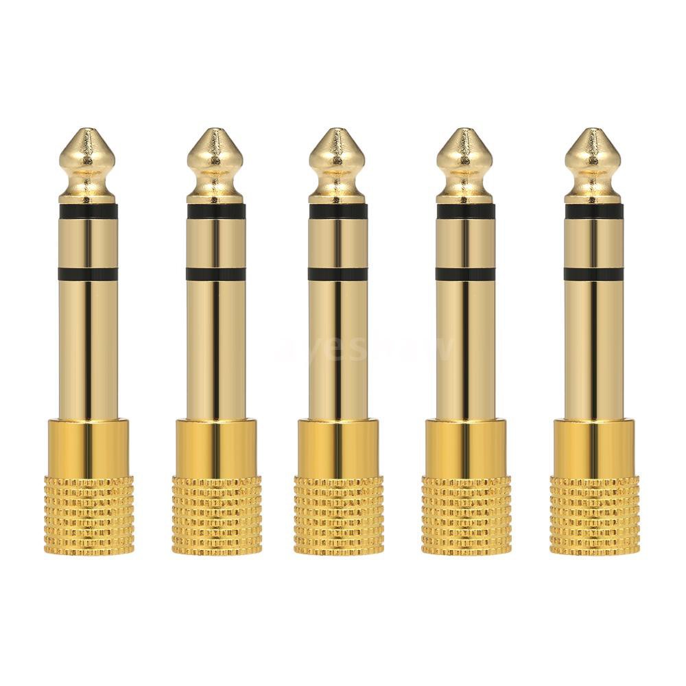 Set 5 cổng cắm âm thanh chuyển đổi Jack Adapter 6.35mm dương sang 3.5mm âm cho tai nghe