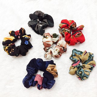 Dây cột tóc hình tròn họa tiết hoa xinh xắn cho nàng scrunchies siêu dễ thương