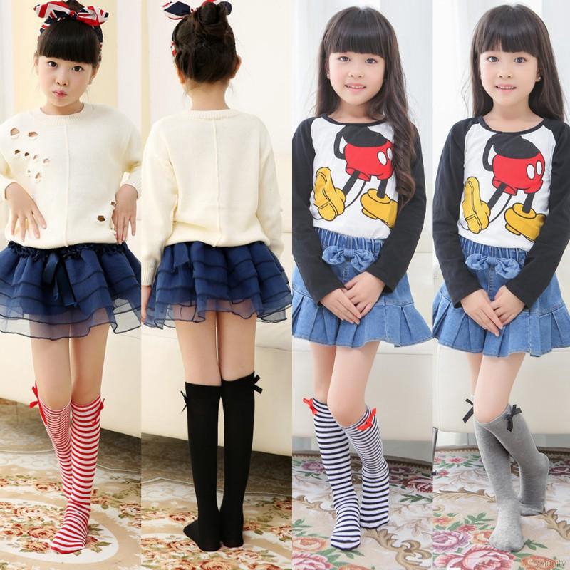 Vớ dài ngang gối đính nơ bướm dành cho bé gái