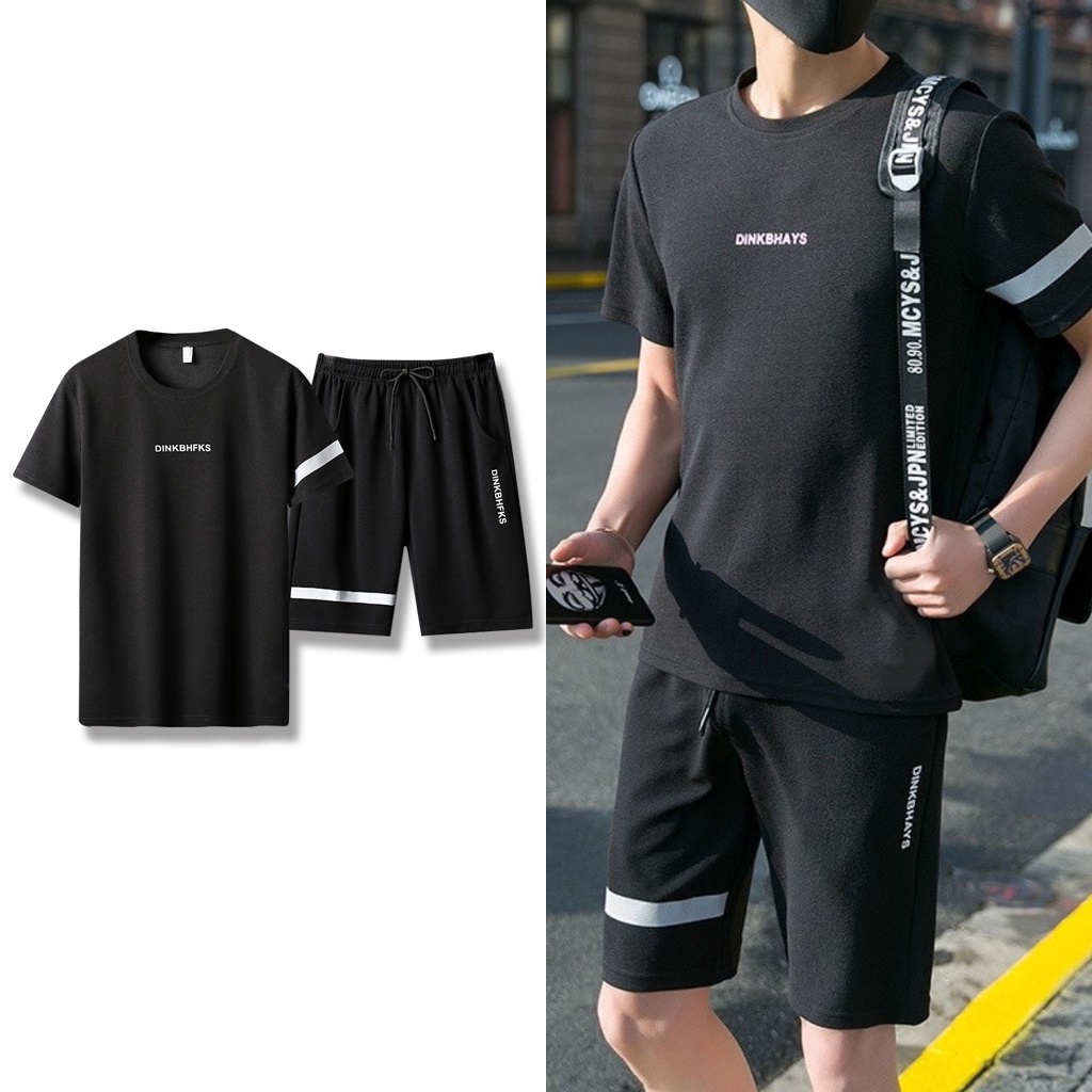 Bộ Đồ Nam Hè in Chữ DINK Chất Thun Mè Co Giãn Cao Cấp Form Rộng Full Size Dưới 70Kg pongshop