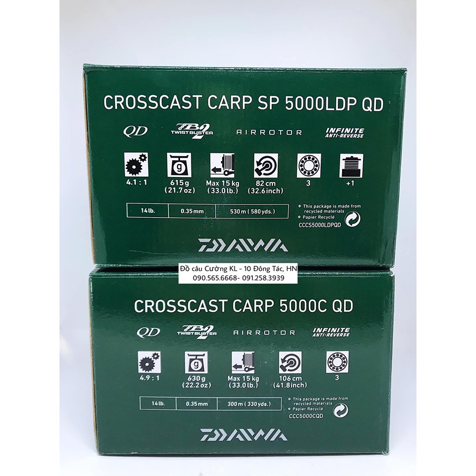Máy câu cá Daiwa Crosscast CARP SP 5000 LDP QD (2 LÔ)