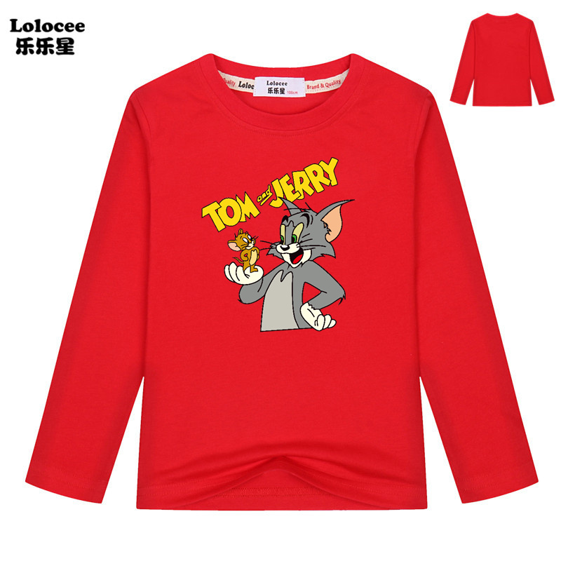 Áo Thun Tay Dài In Hình Tom &amp; Jerry Đáng Yêu Cho Bé