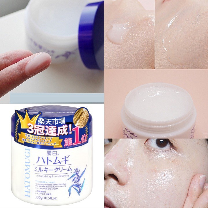 Kem dưỡng ẩm chiết xuất Hạt Ý Dĩ Reihaku Hatomugi Milky Cream 300g