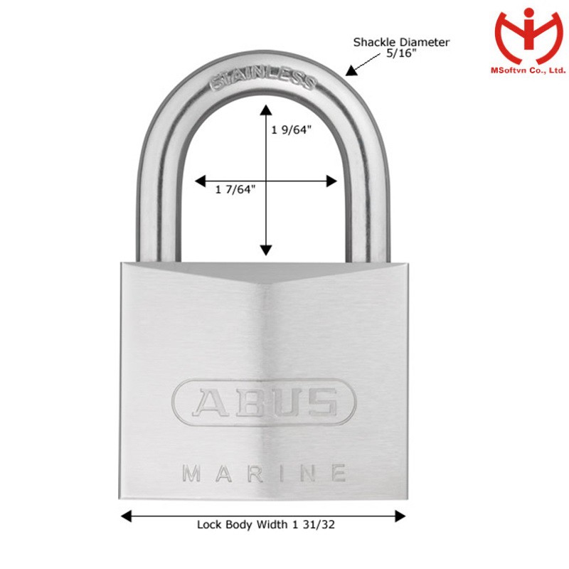 [Q5.HCM] Ổ khóa chống nước ABUS MARINE 75IB/50 rộng 50mm chịu mọi thời tiết - MSOFT