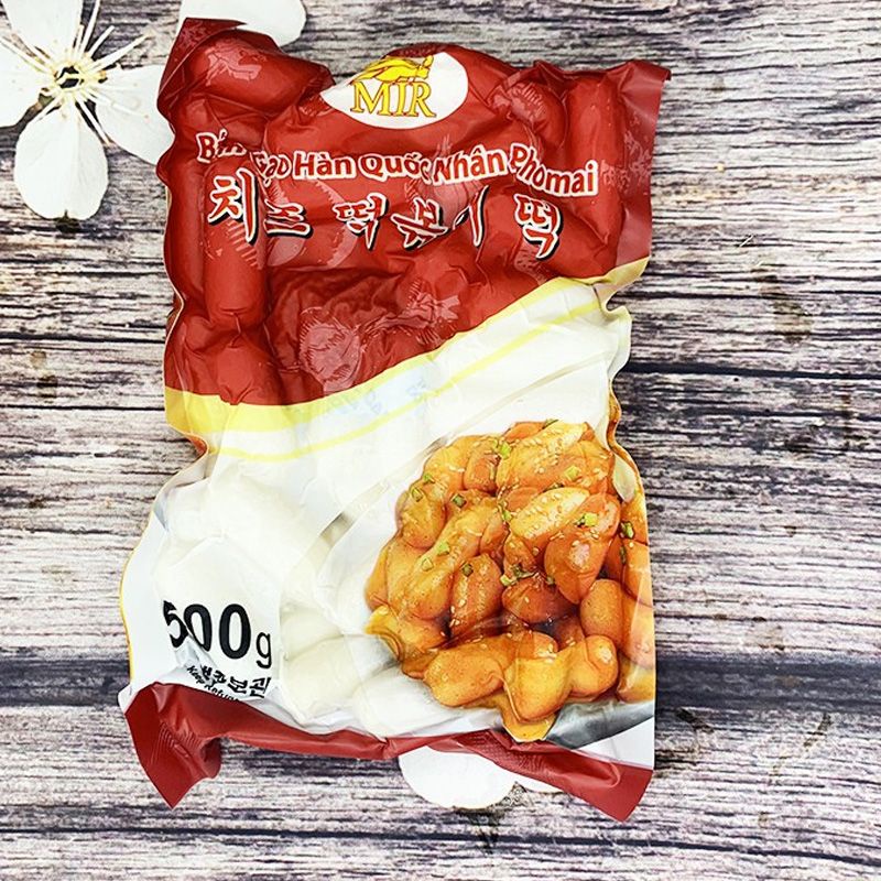 SET TOKBOKKI LẮC PHÔMAI - 500g Bánh Gạo Nhân Phô Mai Và Túi 100g Bột Phomai