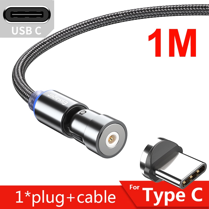 Essager Dây cáp sạc nhanh 540 Micro Usb Type C cho Iphone thiết kế giắc cắm từ tính