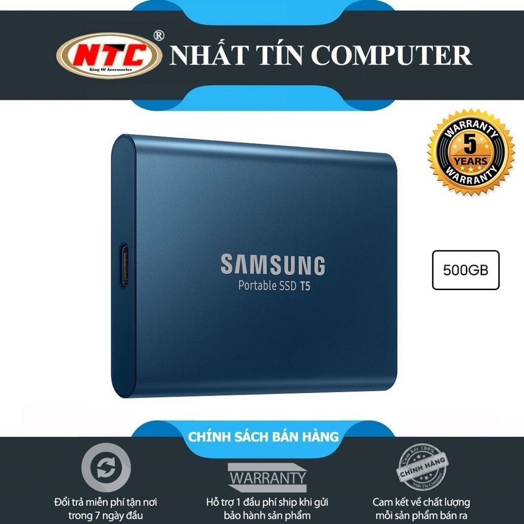 [Mã ELNHATTIN giảm 7% đơn 300K] Ổ cứng di động SSD External Samsung T5 500GB-USB 3.1 Gen 2 (Xanh)