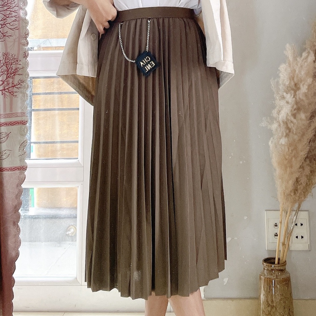 Chân Váy Dập Ly Chữ A Tag thêm Logo Phong Cách Hàn Quốc | Smide Clothing