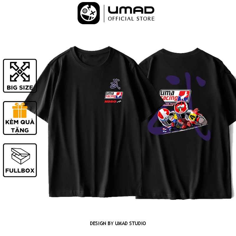 Áo thun nam UMAD racing boy UMA phản quang 7 màu cổ tròn tay ngắn màu đen có bigsize 4XL mẫu Biker xe độ, xe đua rcb