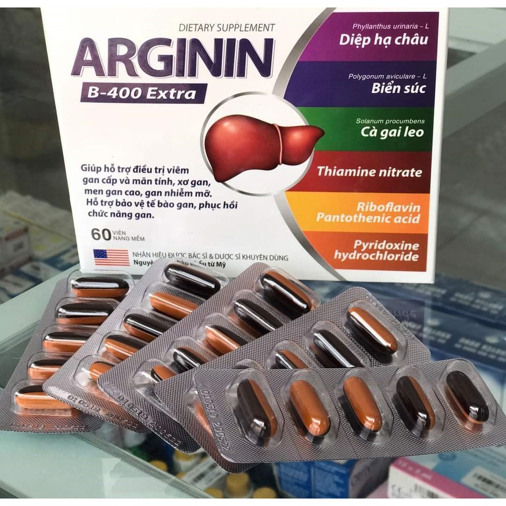 ARGININ B-400 EXTRA - Mát gan, bảo vệ và phục hồi chức năng gan do rượu bia thuốc lá