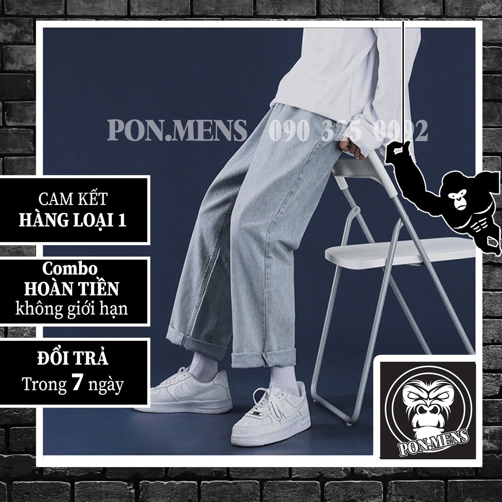 Quần jean nam nữ ống suông rộng màu xanh ghi nhạt 927 | BigBuy360 - bigbuy360.vn