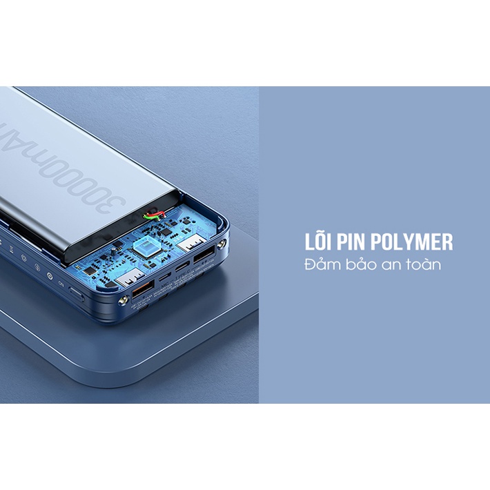 Pin Dự Phòng 30.000mAh Sạc Nhanh QC 3.0 22.5W Remax Chính Hãng - Kèm Cáp Lightning, Type C, Micro USB,