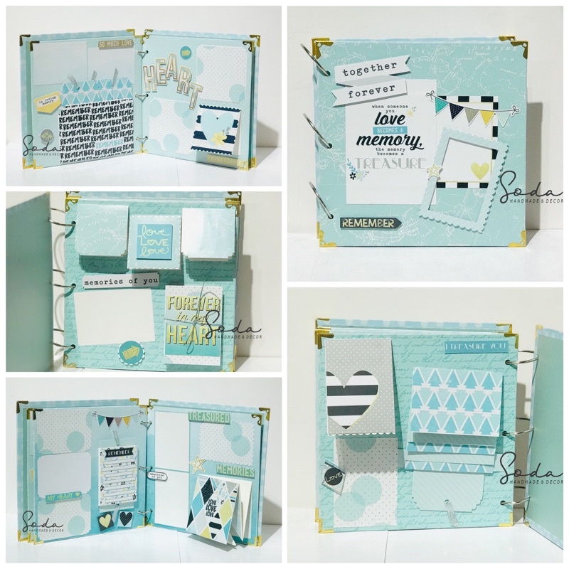 ❤️Scrapbook tông xanh Mint. Kỷ niệm❤️