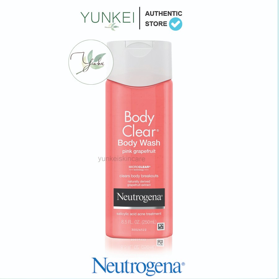 Sữa tắm hỗ trợ giảm mụn lưng Neutrogena Clear Body Wash Pink Grapefruit - Hồng (250ml)
