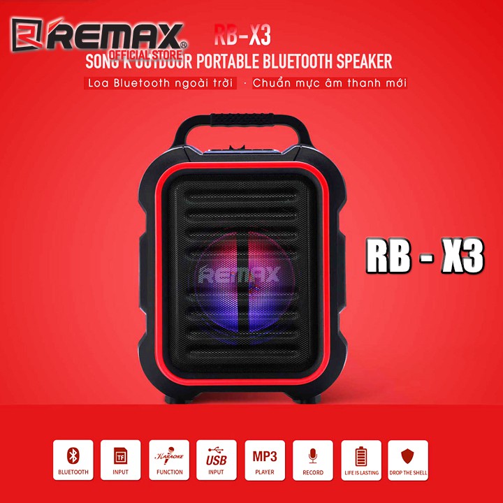 Loa Bluetooth Remax RB - X3 có quai xách tặng kèm Micro không dây