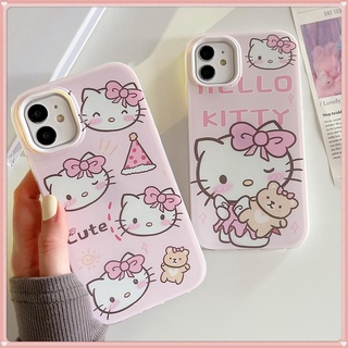 Tương thích với ốp lưng iphone 15 16 17 Air 14 6s SE 7 8 plus XR XS 11 12 13 pro max PINK mèo hoạt hình hình BEAR họa tiết 2 trong 1 siêu chống rơi Màu trắng dày