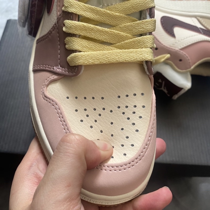 Giày Sneaker JD 1 low trà sữa cao cấp bản da nhăn Fullboxbill tặng kèm hộp bảo vệ