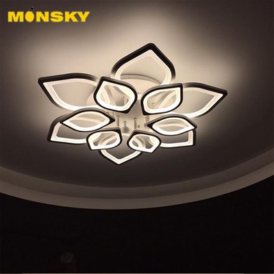 Đèn trần MONSKY trang trí phòng khách LED cánh sen 3 chế độ màu có điều khiển lighthouse