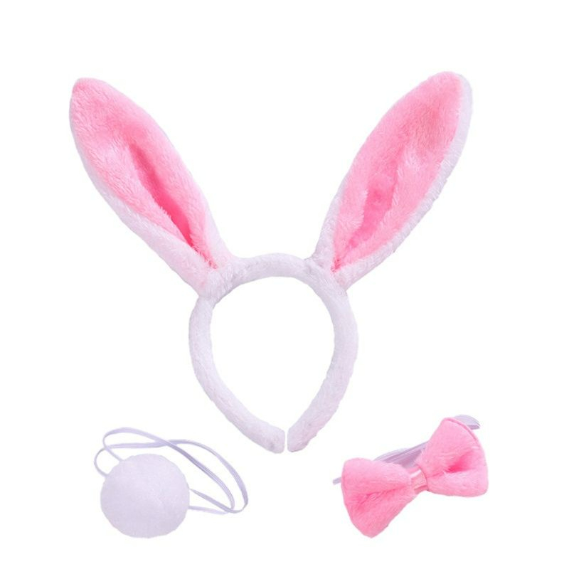 🐰 Set băng đô hóa trang Thỏ Ngọc bông mềm - Băng đô tai thỏ phối vải lông - Cài tai thỏ lông