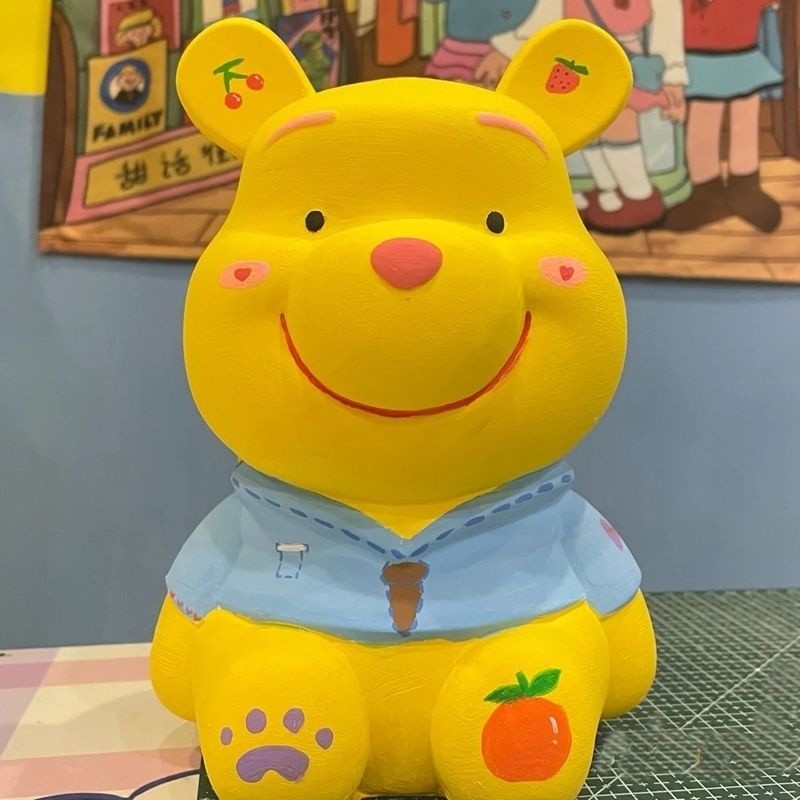 Đồ chơi tự làm bằng tay Sơn màu Piggy Jar Dâu tây Gấu Vinyl Men Doll Doodle Piggy Jar Non-Thạch cao Doll Sơn màu Đồ chơi tự làm bằng tay