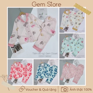 [Bộ sưu tập - Cổ vest - Lụa mango] Bộ mặc nhà nữ pijama áo dài tay quần dài lụa mango nhiều hoạ tiết