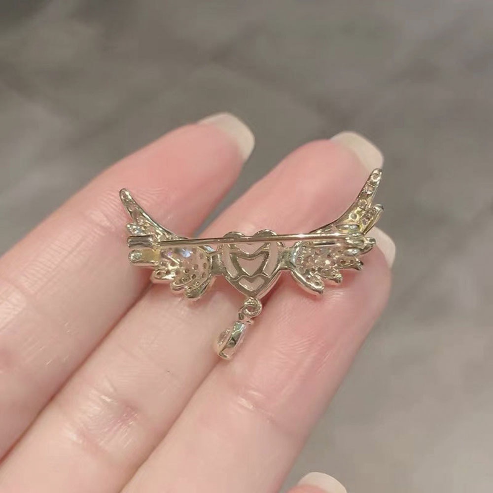 Cod Qipin Cài Áo Hình Cánh Thiên Thần Trái Tim Zircon Chống Chói Phong Cách Hàn Quốc Cho Nữ Giới