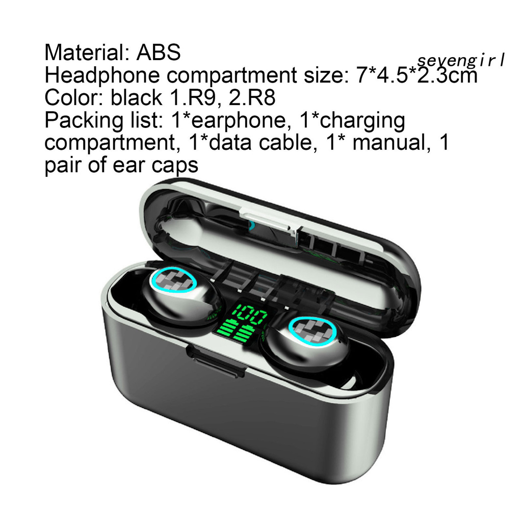 Tai Nghe Sev-R9 R8 Tws Kết Nối Bluetooth 5.1 Âm Thanh Stereo Sống Động