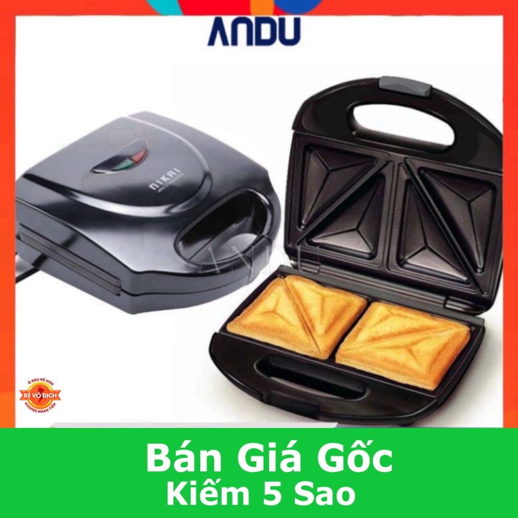 Máy Kẹp Nướng Bánh Mì NIKAI, Ép Bánh Sandwich, Rán Trứng, Làm Đồ Ăn Sáng, Nướng Thịt 2 Mặt Đa Năng 💖 IMP Mart