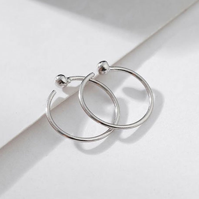 Khuyên tai mạ bạc 925 hình tròn đơn giản thời trang Hàn Quốc dành cho nữ