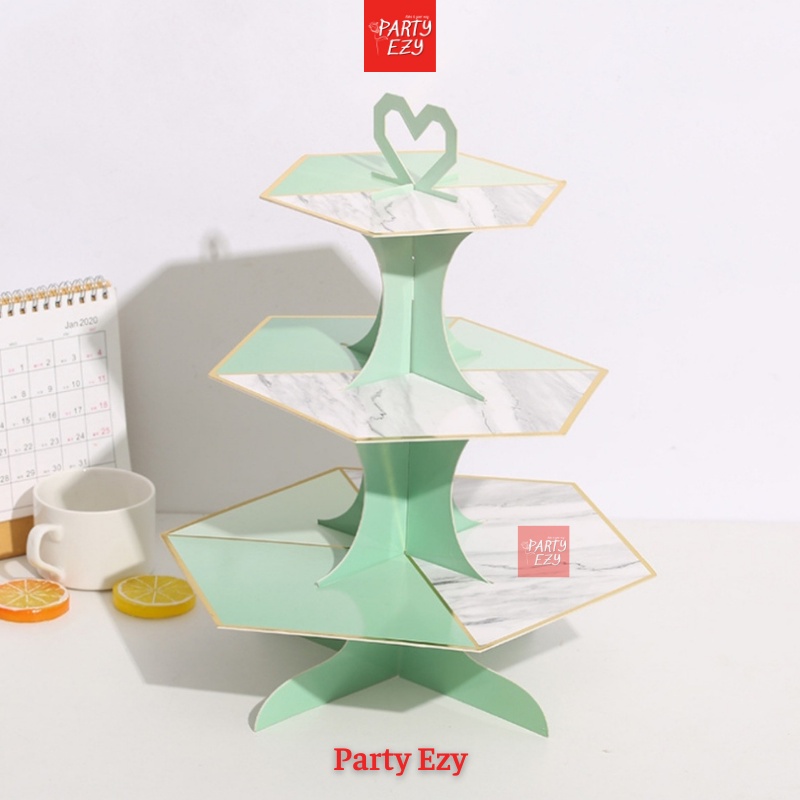 THÁP BÁNH CUPCAKE 3 TẦNG MÀU CẨM THẠCH