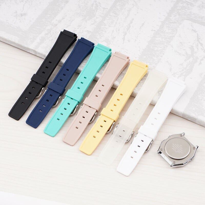 YIFILM Phụ Kiện Dây Đeo Đồng Hồ 18mm Bằng Silicon Màu Đen Cho Casio F91W F84 F105 F108 A158 A168 AE1200 A1300
