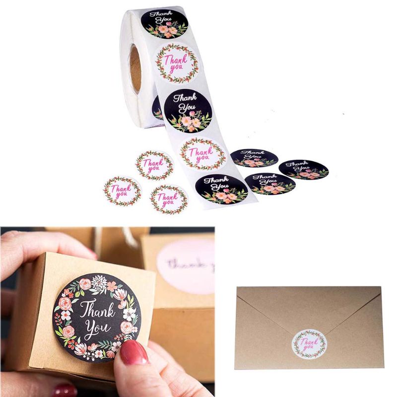 Cuộn 500 Hình Dán &quot;Thank You&quot; Cho Trang Trí Giáng Sinh