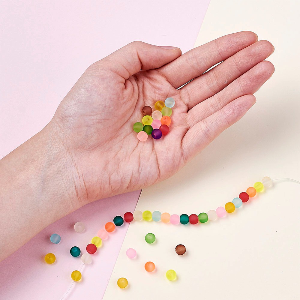 Set 50 hạt tròn trong suốt để làm trang sức thủ công 10mm