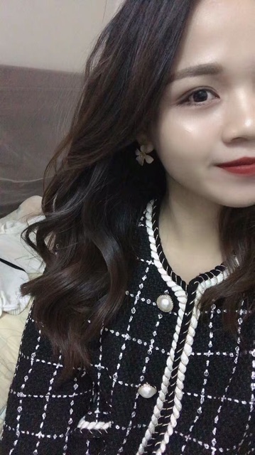 Áo khoác dạ tweed cổ tròn cúc ngọc viền thêu dáng ngắn hàng đẹp (dài 54cm) [ảnh thật 4-9] | BigBuy360 - bigbuy360.vn