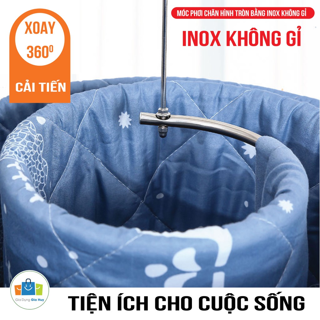 Móc phơi chăn hình tròn bằng INOX 304  không rỉ tiện lợi dang xoắn, móc treo chăn mền chịu lực cao GIA HUY