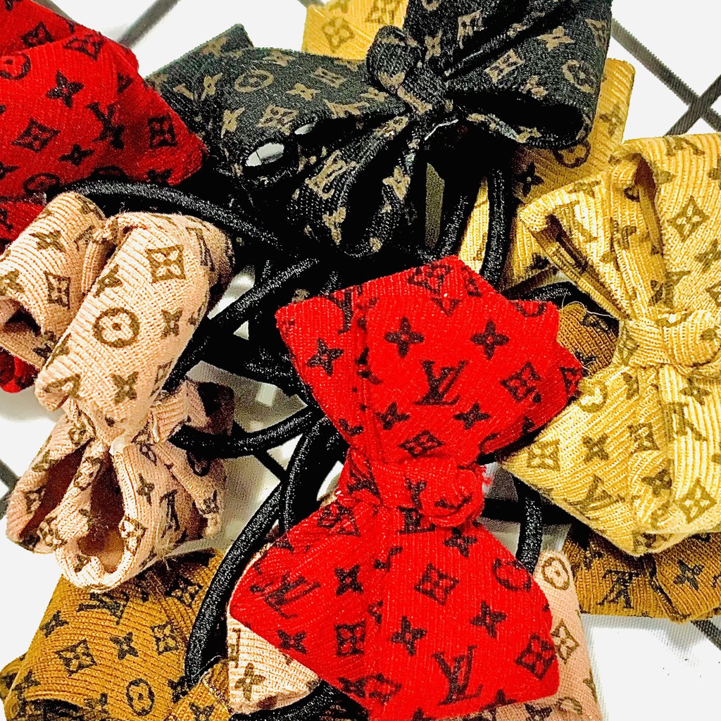 Dây cột tóc đính nơ guc.ci cỡ lớn phong cách Hàn Quốc cho nữ