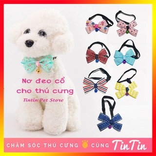 Vòng cổ nơ vải có chuông cho chó mèo giá rẻ