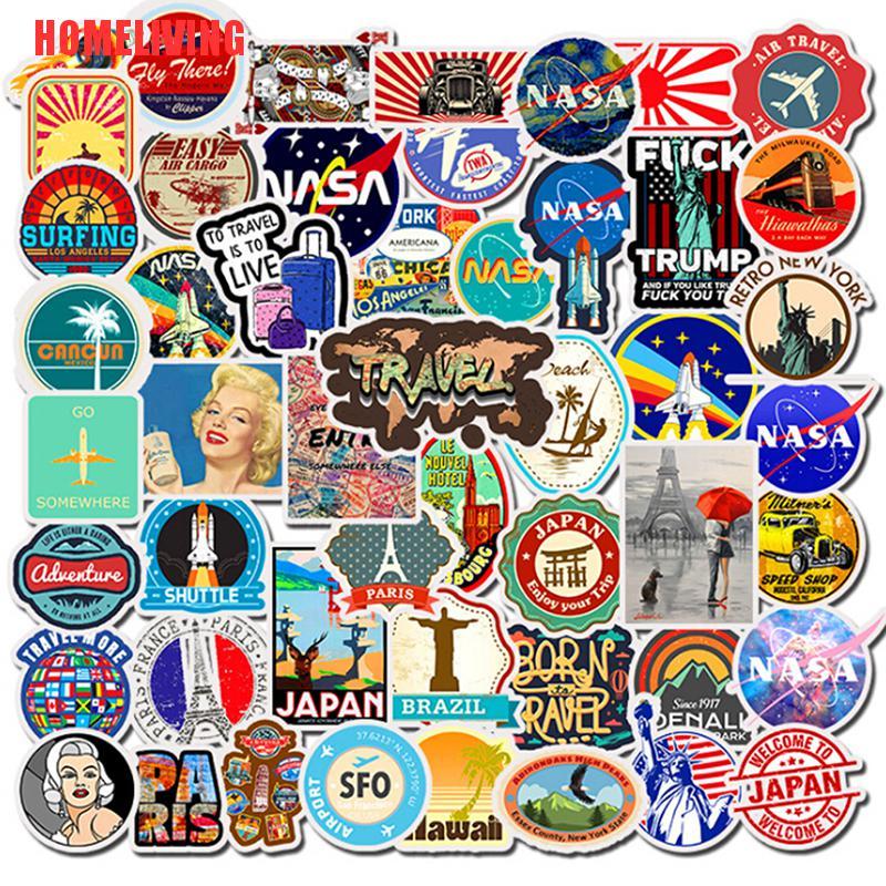 Bộ 50 Miếng Dán Màu Sắc Thần Kỳ Trang Trí Sổ Tay / Vali / Guitar / Laptop