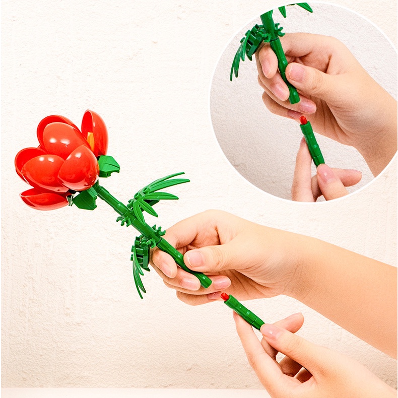 Khối lắp ghép ZHAN QI TOYS hình hoa hướng dương/ hoa nhài xinh xắn dùng làm quà tặng