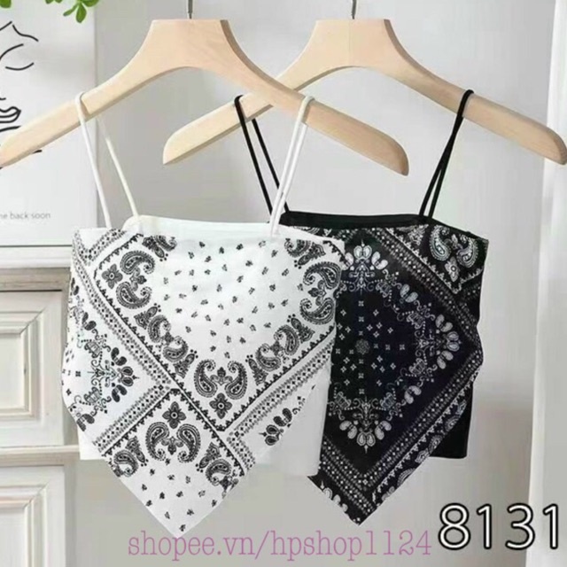 Áo bra su 2 dây thổ cẩm mềm mát dáng croptop màu đen trắng loại đẹp A940